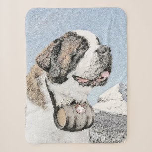 Couverture Sherpa Peinture Saint Bernard - Cute Original Chien Art