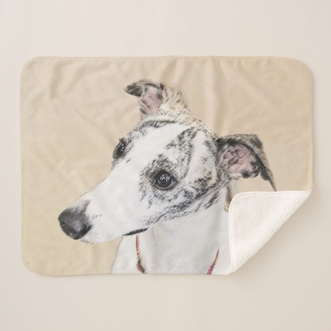 Couverture Sherpa Peinture Whippet - Jolie art original chien (Devant (Horizontal))