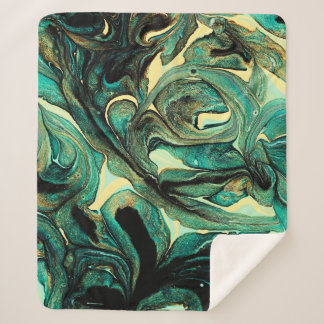 Couverture Sherpa Peintures acryliques aquamarines : arrière - plan