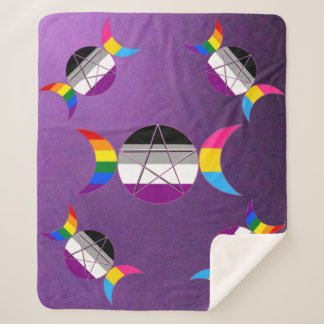 Couverture Sherpa Pentacle de la déesse triple gay pride