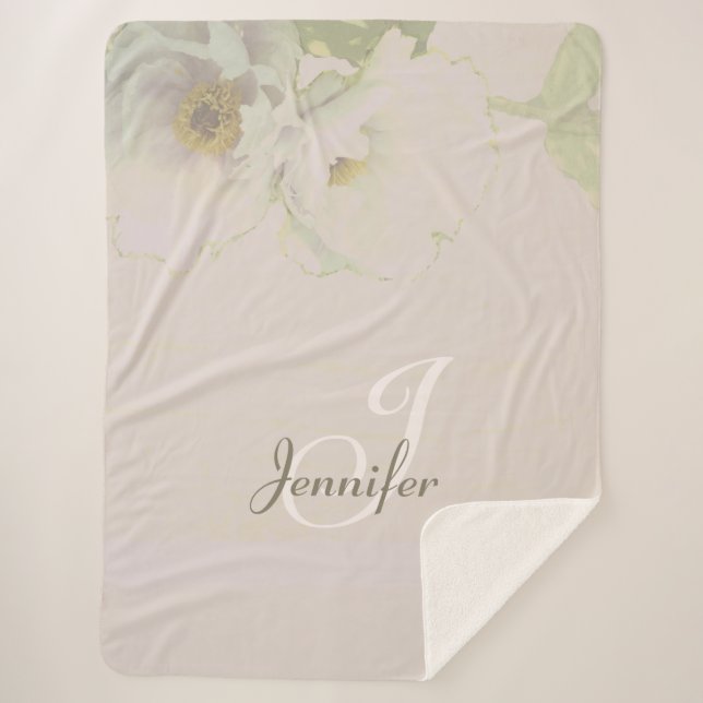 Couverture Sherpa Peoné Mauve Monogramme Sherpa Blanket (Devant)