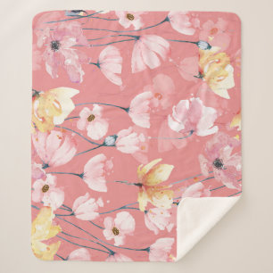 Couverture Sherpa Pépites Pastel : Aquarelle Florale Sans Seamless.
