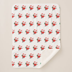 Couverture Sherpa Père Noël avec cadeau Sherpa Blanket Noël