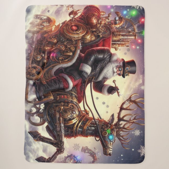 Couverture Sherpa Père Noël/Reindeer steampunk Noël/hiver (Devant)