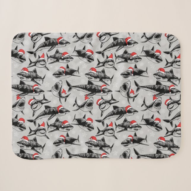 Couverture Sherpa Père Noël Shark Motif (Devant (Horizontal))