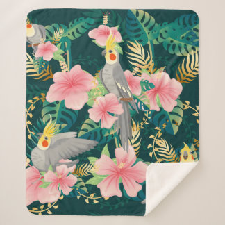 Couverture Sherpa Perroquet motif mignon et sans couture sur gre