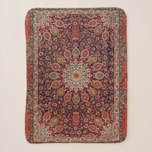 Couverture Sherpa Perse Tabriz Noir Radial Géométrique 