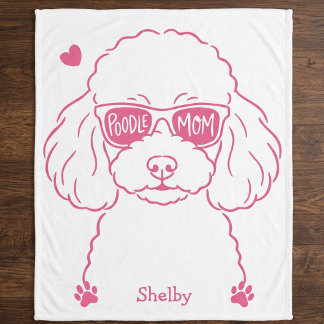 Couverture Sherpa Personalized Poodle Blanket for Dog Mom Rose Pink