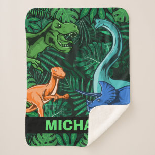 Couverture Sherpa Personnalisable Dinosaur Enfants Dino Jurassic Tr