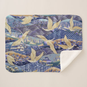 Couverture Sherpa Personnalisation de la grue japonaise