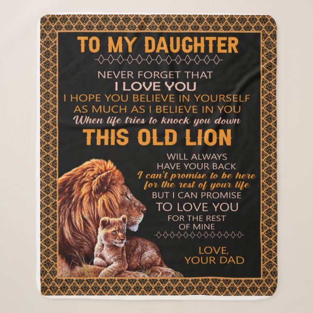 Couverture Sherpa Personnalisé À Ma Fille Blanche Lion (Devant)
