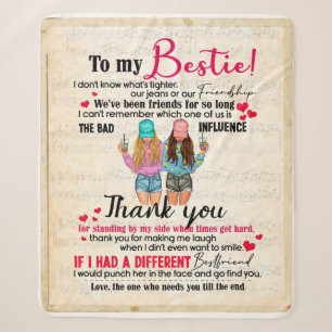 Couverture Sherpa Personnalisé À Mon Bestie, Don D'Amis Pour BFF