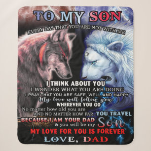Couverture Sherpa Personnalisé Du Père Lion À Mon Fils Loup