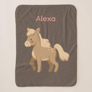 Couverture Sherpa Personnalisé Monogramme Pony Horse Girl