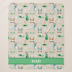 Couverture Sherpa Personnalisé Papa Golfer Golfcart Golfing Sport