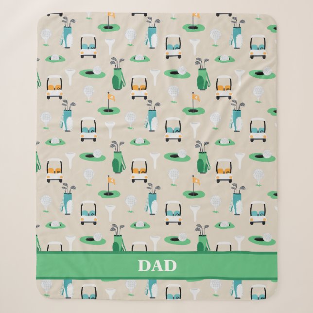 Couverture Sherpa Personnalisé Papa Golfer Golfcart Golfing Sport (Devant)