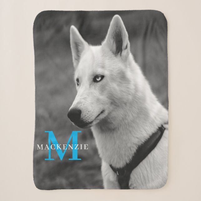 Couverture Sherpa Personnalisé Personnalisé Monogramme Élégant chien (Devant)