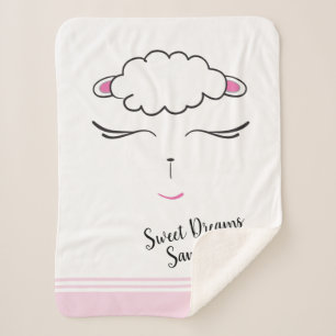 Couverture Sherpa Personnalisé, Sweet Dreams, Agneau, Rose, Bébé