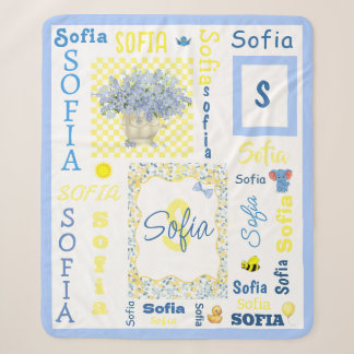 Couverture Sherpa personnalisée avec le nom de béb