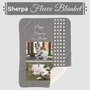 Couverture Sherpa Pet memorial chat gris et blanc ajouter des photos