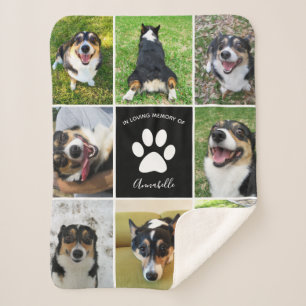 Couverture Sherpa Pet Memorial Custom Chien Photo Collage Empreinte 