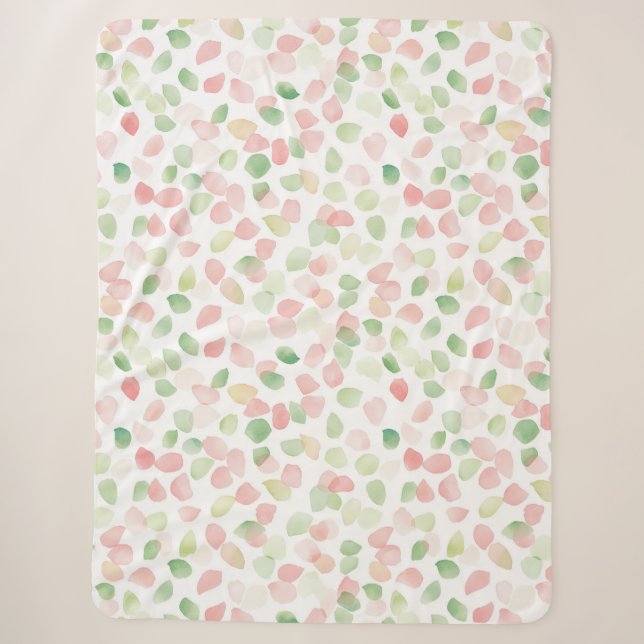 Couverture Sherpa Pétales de fleurs rose pastel menthe jolies   (Devant)