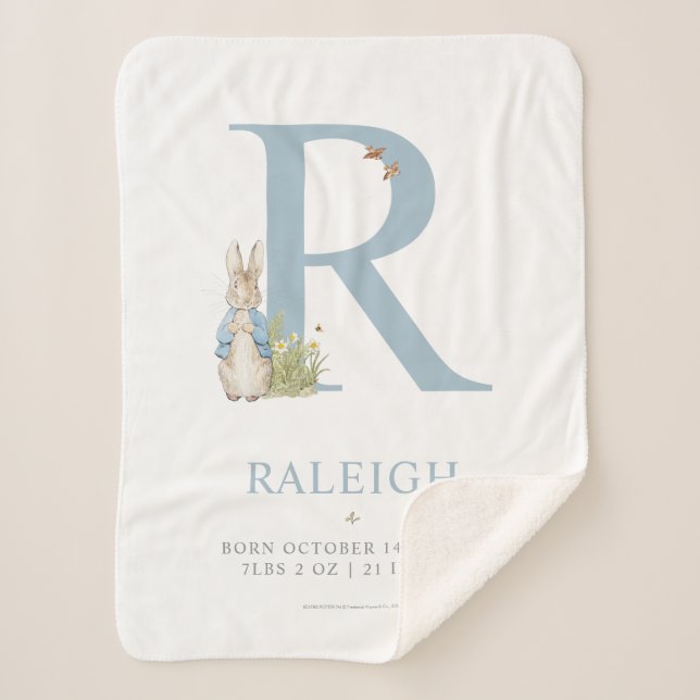 Couverture Sherpa Peter Rabbit | Lettre personnalisée R (Devant)