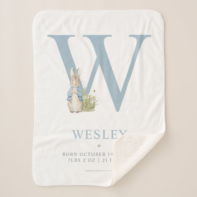 Couverture Sherpa Peter Rabbit | Lettre personnalisée W (Devant)