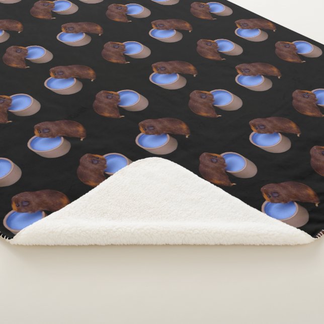 Couverture Sherpa Petit Cochon de Guinée Brown et lisse, (3/4)