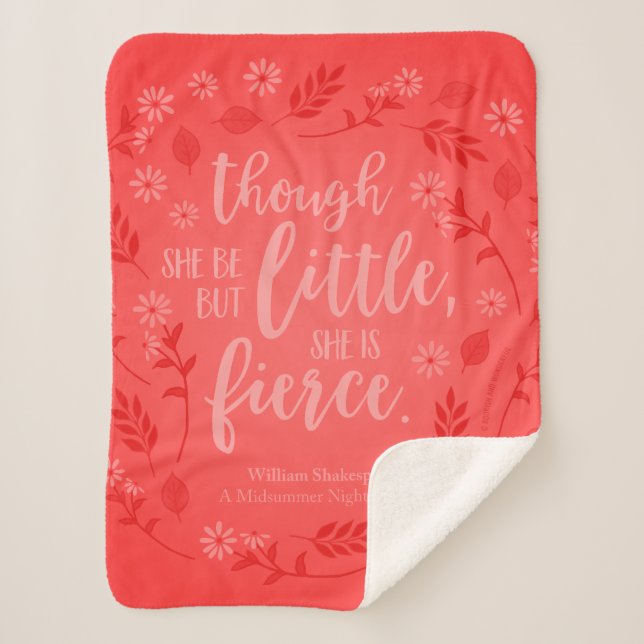 Couverture Sherpa Petit Floral Rouge Mais Fierce William Shakespeare (Devant)