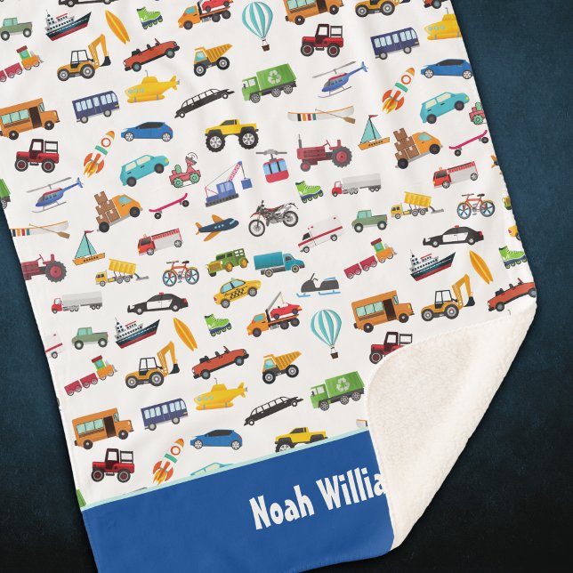 Couverture Sherpa Petit Garçon Things That Move Vehicle Cars Kid (Créateur téléchargé)