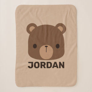 Couverture Sherpa Petit ours Brown mignon avec nom personnalisé