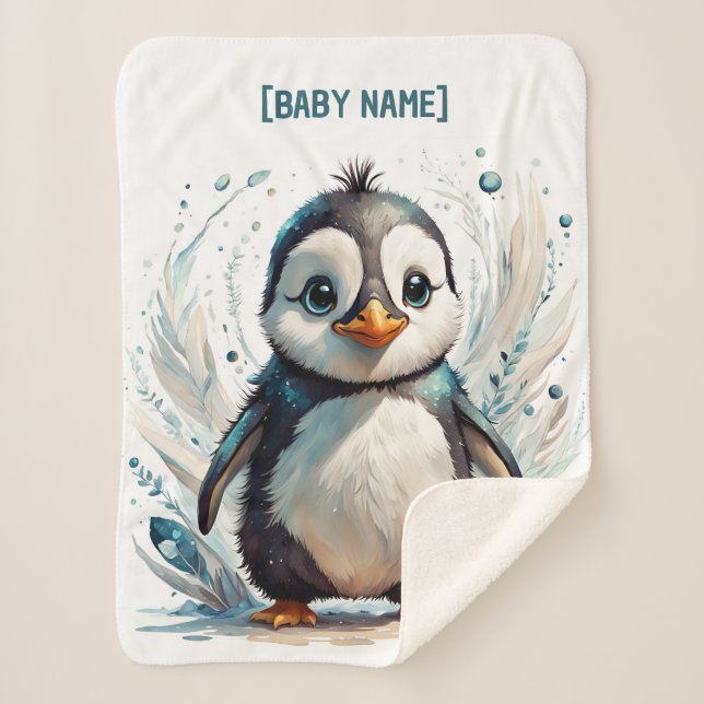 Couverture Sherpa Petit pingouin personnalisé (Devant)