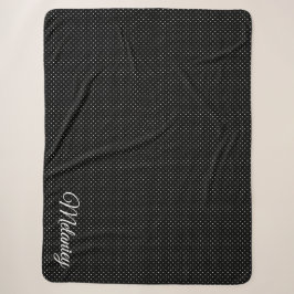 Couverture Sherpa Petit Pois noir et monogramme sur grand