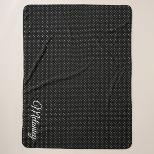 Couverture Sherpa Petit Pois noir et monogramme sur grand