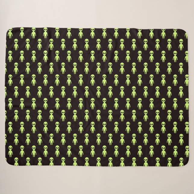 Couverture Sherpa Petit Vert Hommes Alien Adulte (Devant (Horizontal))