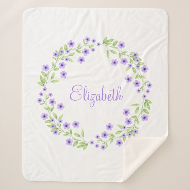 Couverture Sherpa Petite aquarelle violette fleurit couronne (Devant)