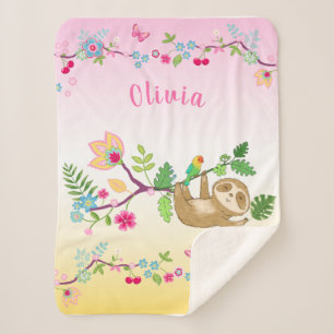 Couverture Sherpa Petite douceur sur arrière - plan rose et jaune