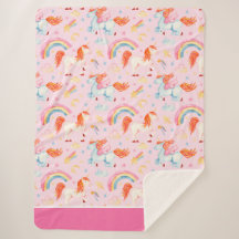 Petite fille rose licorne Motif avec prénom