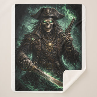 Couverture Sherpa Phantom Pirate Skull – Dark Fantasy Reaper Fleece