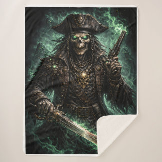 Couverture Sherpa Phantom Pirate Skull – Dark Fantasy Reaper Fleece