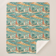 Phare côtier de Retro Sherpa Blanket