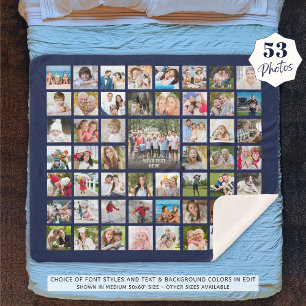 Couverture Sherpa Photo Collage 53 Photos Personnalisées Bleues Pers