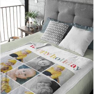 Couverture Sherpa Photo Collage   Colorful Happy Holiday