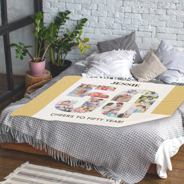 Couverture Sherpa Photo Collage Numéro 50 Neutre 50e anniversaire (Créateur téléchargé)