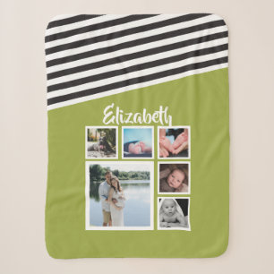 Couverture Sherpa Photo Collage personnalisé vert brillant rayé