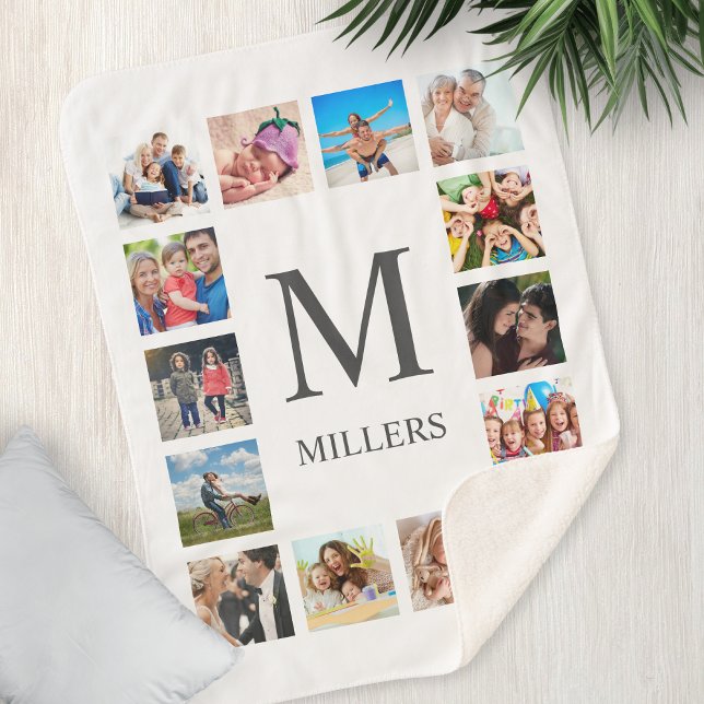 Couverture Sherpa Photo Custom Family Collage Personnalité de White (Créateur téléchargé)