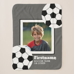Couverture Sherpa Photo de balle de football Ajouter votre nom - Peu
