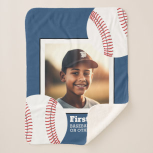 Couverture Sherpa Photo de baseball Ajouter votre nom - Peut modifie