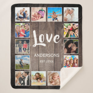 Couverture Sherpa Photo de Custom Collage Rustic Farmhouse Family